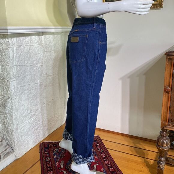VANS X WRANGLER Off The Wall Heritage Cowboy Cut Checkerboard Denim Jeans AS NEW - Picture 3 of 16